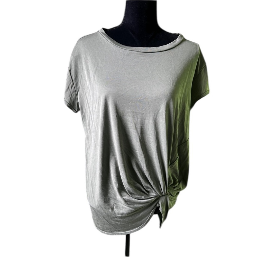 Botanique Women’s Olive Green Tie Front Short Sleeve Top Medium